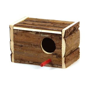 Nichoir en bois naturel, grand, couché 30x20x20cm pour grandes perruches