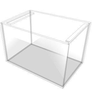 Aquarium verre collé, 25l, 40x25x25cm 4mm, 2 traverses transversales