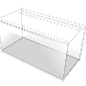 Aquarium verre collé, 112L, 80x35x40cm 6mm, 2 traverses longitudinales