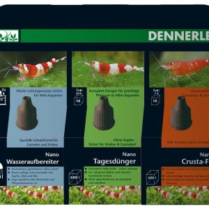 Dennerle Nano set de soins 3x15ml traitement d eau, engrais, Crusta-Fit