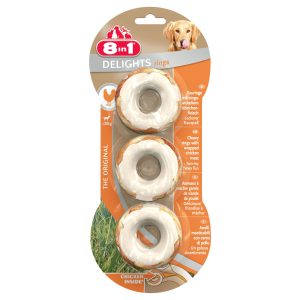 8en1 Delights anneaux 3pcs. anneaux à mâcher en peau brute av.viande