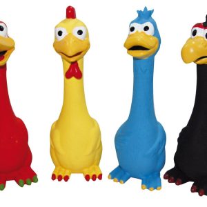 SP animal en latex avec son, H=20cm en 4 couleurs ass. rouge,jaune,bleu,noir