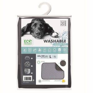 M-Pets Tapis d'entraînement lavable L, gris et noir, 68 x 100 cm