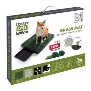 M-Pets Tapis d'entraînement en gazon avec plateau vert et noir, 58 x 46 cm