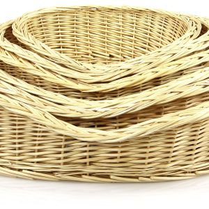 Corbeille en osier arquée, L=80-85cm couleur claire, ex. 80cm, int. 65cm