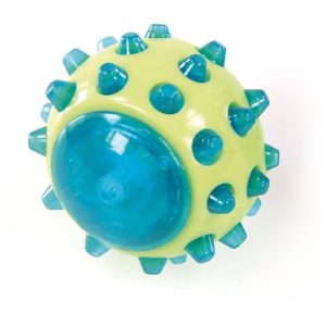 Balle lumineuse a.pile L=7.5cm bleue bleue/jaune, non toxique matériel
