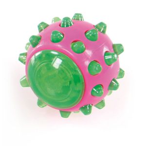 Balle lumineuse a.pile L=7.5cm verte verte/fuchsia, Non Toxic matériel