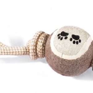 Jouet p.chien naturel balle de tennis avec dragonne, D=6cm/L=35cm