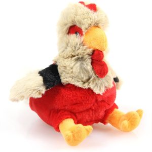 Poulet peluche, av.couinement, 29x16x8cm brun clair/rouge swisspet