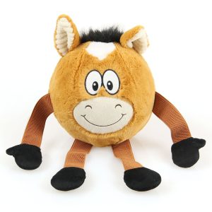 Jouet Faceballe cheval en peluche D=19cm sans couinement, brun