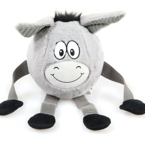 Jouet Faceballe âne en peluche D=19cm sans couinement gris