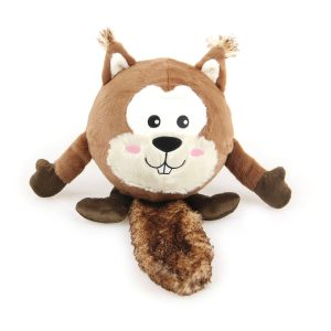 Jouet Faceball écureuil en peluche avec couinement D=19cm brun