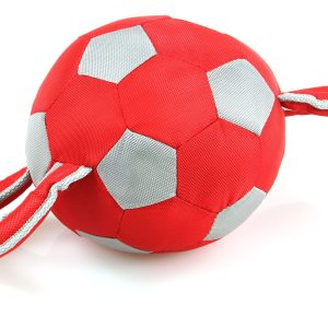 Jouet ballon de foot en nylon av.rayures 19x19x41cm rouge/gris, flottant