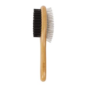 M-Pets Brosse à picots double face en bambou, beige, 6 x 22 cm
