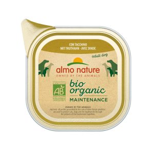 Almo Bio Adult dinde MAINTENANCE 100g Nourr.compl.humide p.chiens en barquette