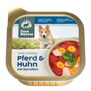 ADULT Cheval&Poulet avec carottes 150g Aliments complets humides Barquettes