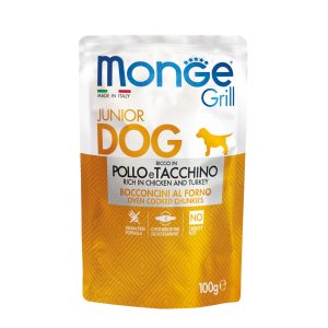 Monge Grill Dog Junior Chicken&Turk 100g WET GRAINFREE,Chiots,poulet+dinde sachet