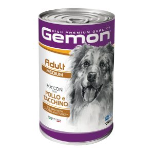 Gemon Dog Adult Medium Chicken&T 1250g nourriture humide en boîte,Poulet&Dinde