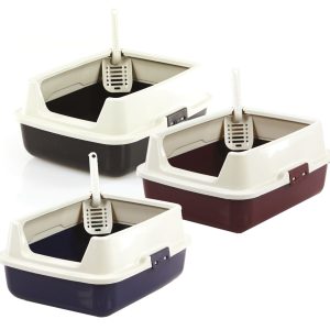 swisspet caisse à chats av.bord haute avec pelle, 50x40x22cm, 3couleurs ass.