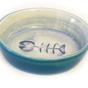 SP écuelle p.chats bleue, motif poissons D=13cm H=3.5cm, 200ml