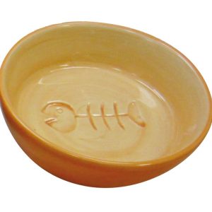 SP écuelle p.chats orange, motif poisson D=13cm H=3.5cm, 200ml