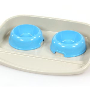 swisspet Luno Set, 45x34x7cm bleu incl.godet plastique rouge D=15.5cm,0.3L