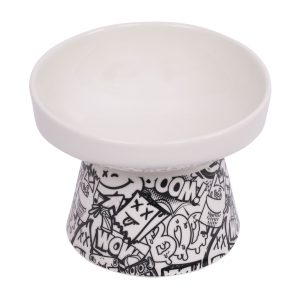 M-Pets Katzennäpfe aus Keramik 150ml S 10.50x13.50x10.60cm, weiss+schwarz