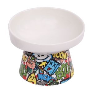 M-Pets Katzennäpfe aus Keramik 150ml S 10.50x13.50x10.60cm, weiss+multicolor