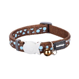 RedDingo Chat Collier Design brun XS points bleus sur brun 12mm x 20-32cm