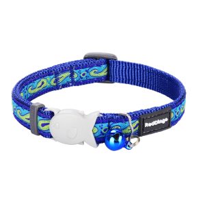 RedDingo Cat Collier Design bleu foncéXS Paisley bleu a.vert 2mm x 20-32cm