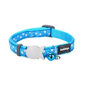 RedDingo Cat Collier Design turquoise XS étoiles blanches turquoises 12mmx20-32cm