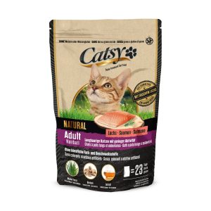 Catsy Adult Hairball Cat Salmon 1kg Catsy saumon chat adulte poils longs