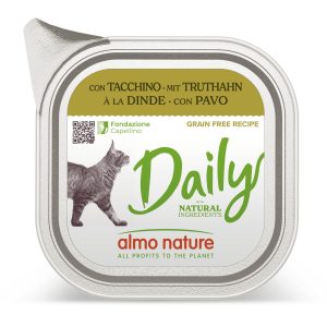 Almo Daily Adult avec dinde 100g Aliment complet pour chats,en barquette