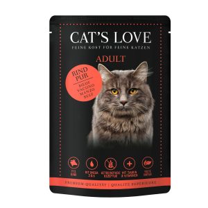 CAT`S LOVE Adult b¿uf pur 85g Aliment complet humide sachet