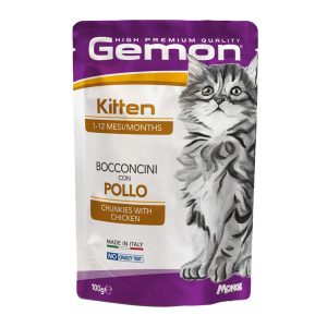 Gemon Cat Kitten Chicken 100g Nourriture humide en morceaux, poulet