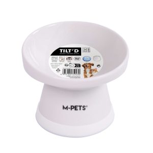 M-Pets Bol surélevé en céramique, blanc 150 ml, 10,5 x 13,5 x 10,6 cm