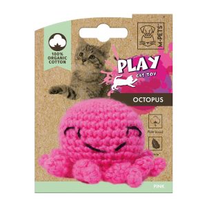 M-Pets Jouet pour chat en coton, pieuvre rose, 7,5 x 7,5 x 5,5 cm